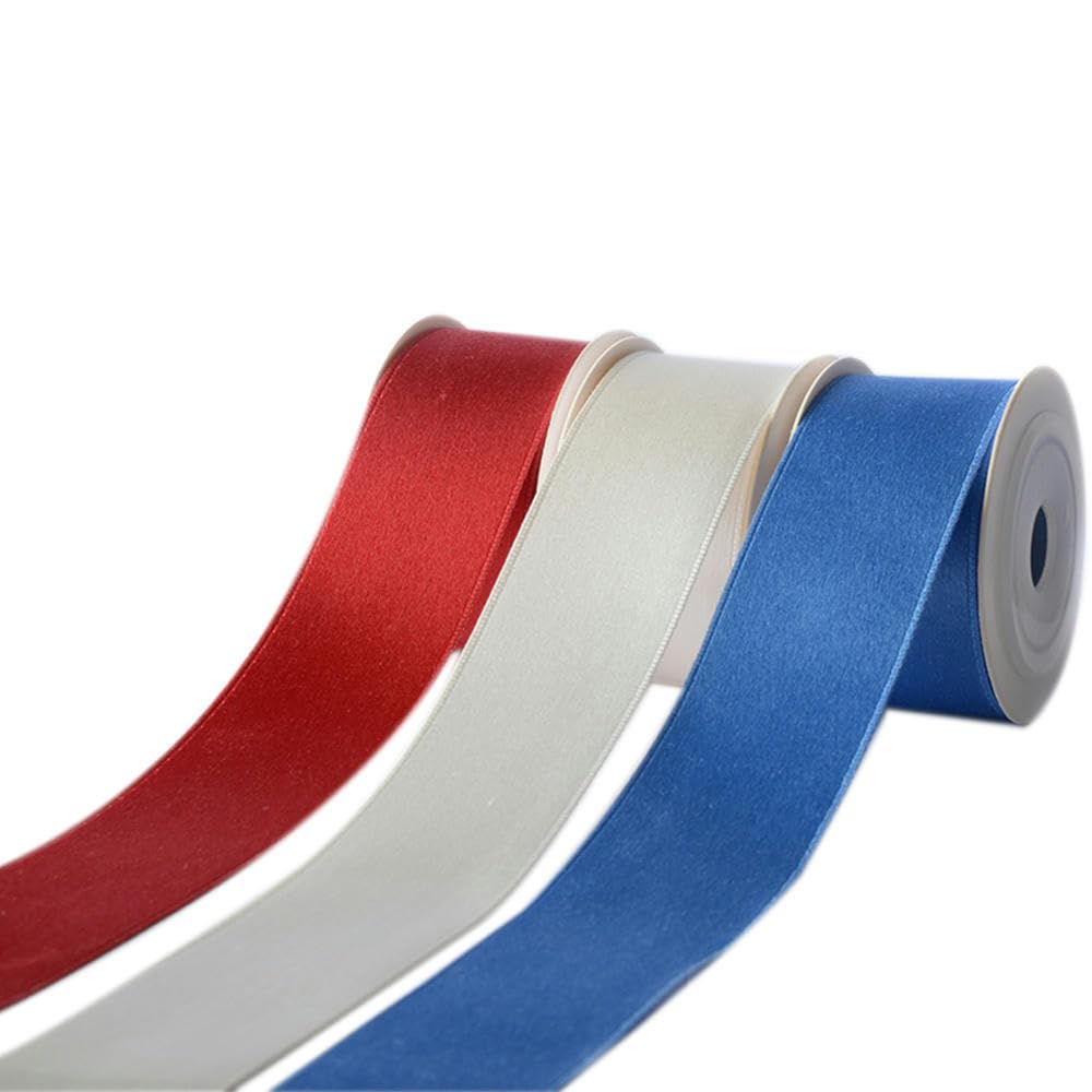 100% Seidenband, doppelseitiges Maulbeer-Satin-Seidenband, 50 mm x 3 m, Farbe 202, Weiß