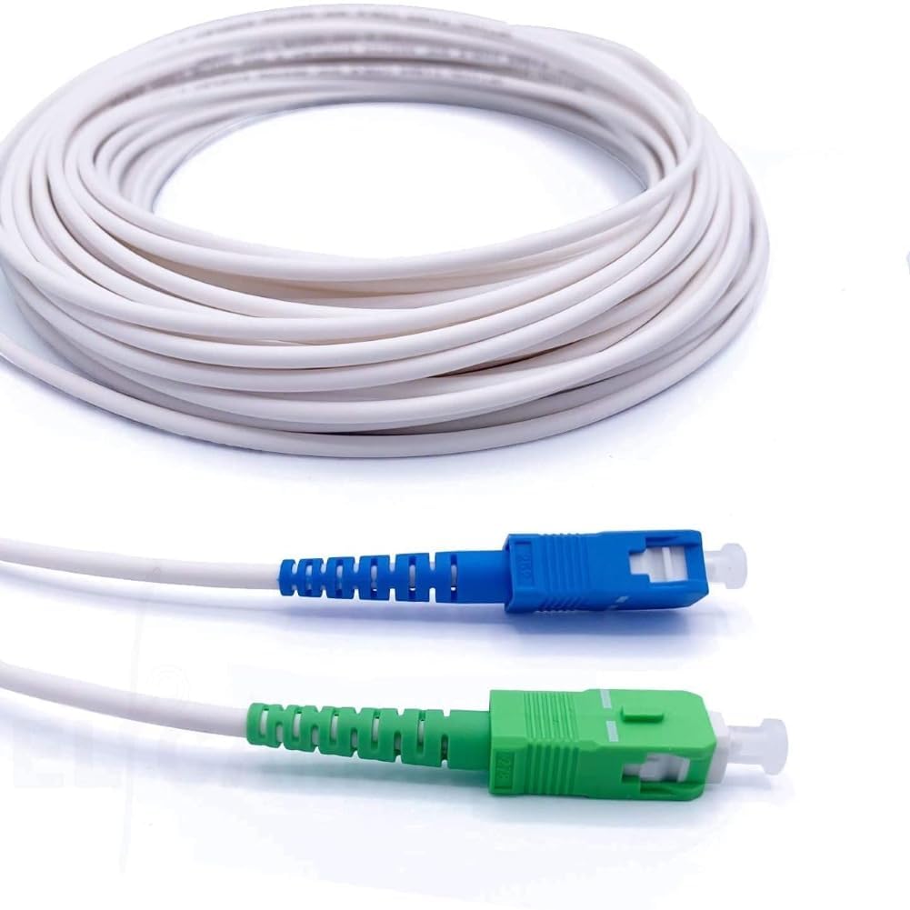 Elfcam® – Cavo/prolunga fibra ottica ( Freebox ) – Giarrettiera Simplex Monomodale SC-APC a SC-UPC – Schermatura e connettore rinforzato – Perdita molto affidabile – Bianco, 0,5 m