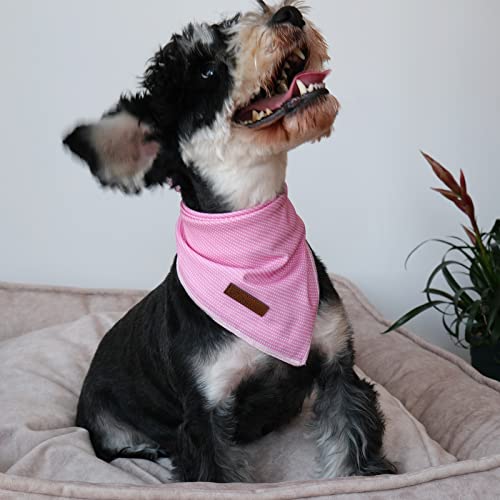 Image of Dog Bandana - Comfortable Cotton Triangle Scarf for Medium Large Dogs, Washable Pet Kerchief for Girl Female Dogs, Pink Adorable Classic Bid Scarf
