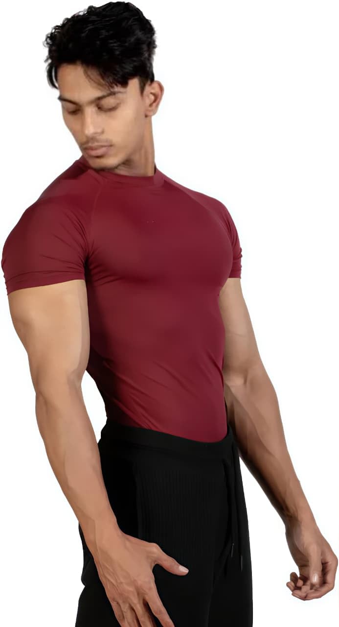 Men's Gym T-Shirt, Dra-fit, Regular Fit, Round Neck, Short Sleeve, Black-picture-18