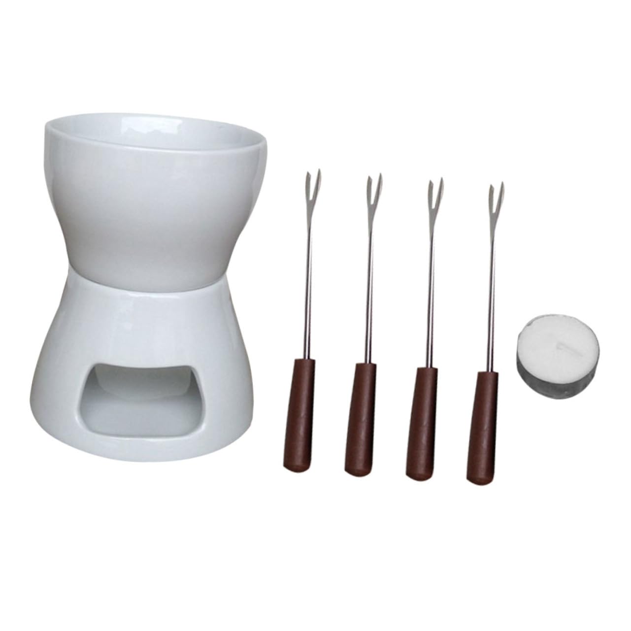 AUTSUPPL 1set Ceramic Chocolate Melting Pot Fondue Cheese Melting Stove Portable Household Butter Heater Forks for Desserts and Entertaining