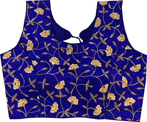 REKHA Blouse Saree Designer Party Wear Readymade Blouse Saree Woman Designer Indian Style Padded Blouse for Saree Crop Top New 04 Blue