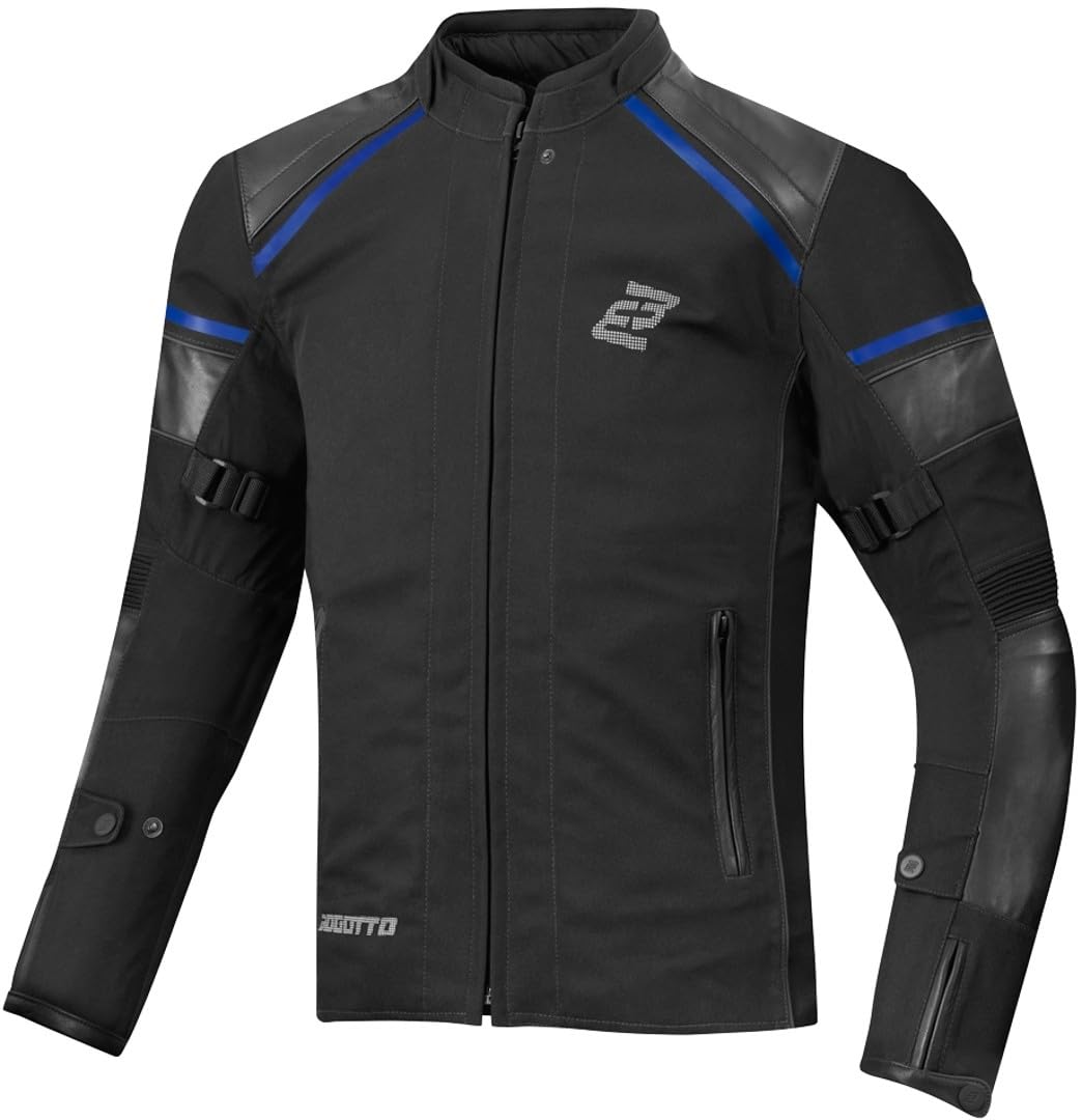 Bogotto Blizzard-X wasserdichte Motorrad Textiljacke, schwarz/blau, L | Wasserdicht