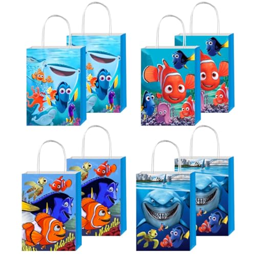 12pcs Finding Nemo Gift Bags Goodie Bags with Handles for Kids Birthday Party Decorations Supplies