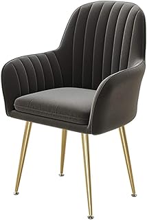 Wyujie Sillas de Comedor Elegantes con apoyabrazos, la protección del Suelo, Anglebig, para la Oficina de la Cocina Sala de Estar con Respaldo Alto Gris,Negro