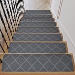 15 PCS Stair Tread Pads Non-Slip Wooden Step Protectors - 20 x 76cm Stair Carpet Treads Reusable Stair Runner Rugs Carpet Covers for Indoor, Wooden Steps, Home, Pets, Kids & Elders (Dark Gray)