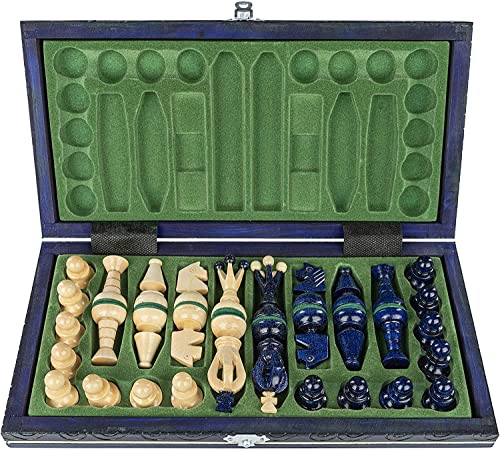 Set de ajedrez artesanal de madera plegable con tablero miniatura 2