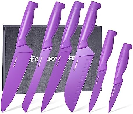Amazon.com: FOURDOTKNIFE Purple knife set 6pcs Kitchen Knives Chef Set, Sharp Kitchen Knives Set ...