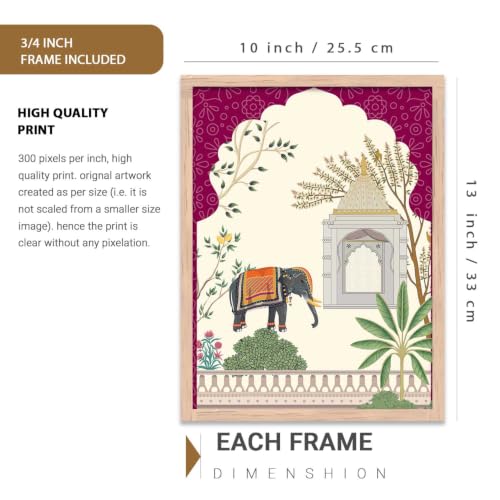 Image of kotart Indian Traditional Madhubani Wall Art Painting | Paintings with Frame Home Decoration For Living Room Bed Room Hotel Wall Decor Digital Reprint Set of 3 (10X13 inch)