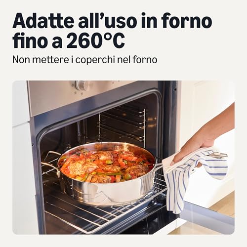 Amazon Basics Pentole in Acciaio Inox, Set di 5 Pezzi, Adatte per Tutti i Piani Cottura, Lavabili in Lavastoviglie - Immagine 3