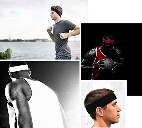 Mallofusa ? 10 Pcs Cotton Sports Basketball Headband/Sweatband Head Sweat Band/Brace Gift Party Outdoor Activities (Black) #TOP6
