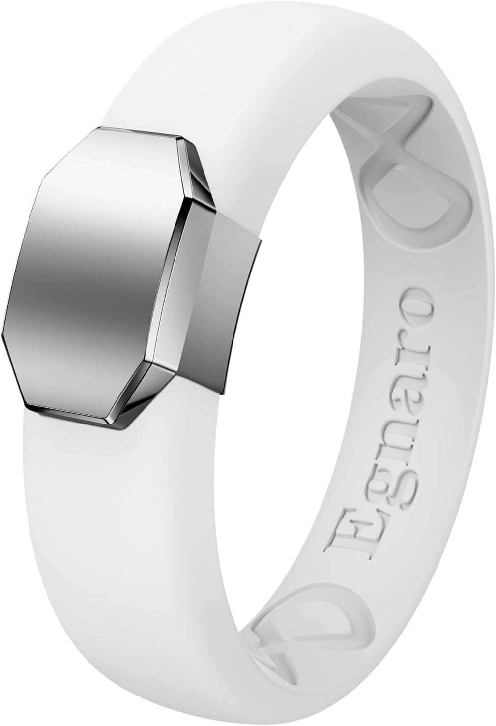 Egnaro Silicone Wedding Bands for Women, Inner Arc Ergonomic Breathable Design Womens Silicone Wedding Ring with Metal Plate, 4mm Width Rubber Wedding Bands Women with Metal Plate, No-Toxic,Skin Safe