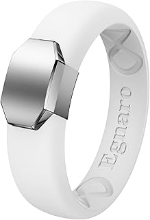 Silicone Wedding Bands for Women, Inner Arc Ergonomic Breathable Design Womens Silicone Wedding Ring with Metal Plate, 4mm Width Rubber Wedding Bands Women with Metal Plate, No-Toxic,Skin Safe
