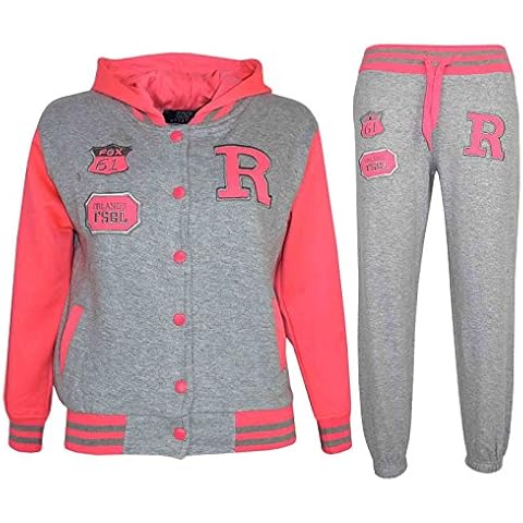 Kids Baseball Tracksuit in Fox Grey & Neon Pink Cover