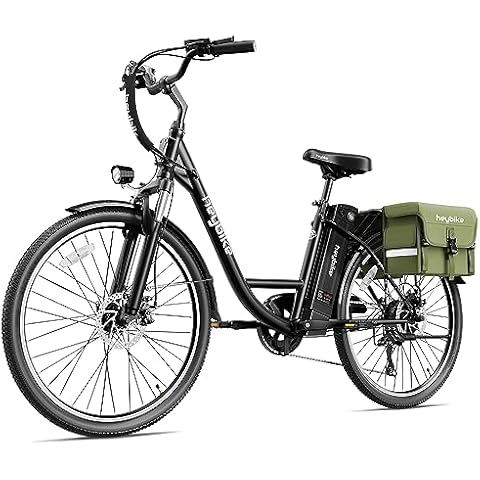 Heybike Cityscape Electric Bike 350W(Peak 500W) Electric City Cruiser Bicycle Up to 40 Miles 23MPH Removable Battery, 7-Speed and Dual Shock Absorber, 26" Electric Commuter Bike for Adults Cover