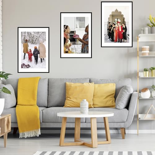 Image of JCJMY 24x36 Picture Frame with 20x30 Mat, Display Photo 20x30 with Mat or 24 x 36 Without Mat, Wall Hanging Large 24 by 36 Poster Frame with Plexiglass, Black