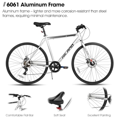 HILAND 700C Road Hybrid Bike, 7 speeds Bikes Urban City