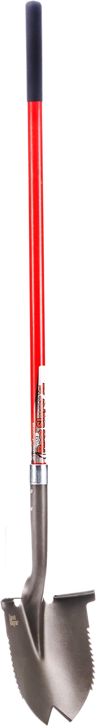 23211 XL Round Point Digging Shovel for Gardening, Soil Removal, and Yard Work, Fiberglass Shaft, Steel Spade, Red