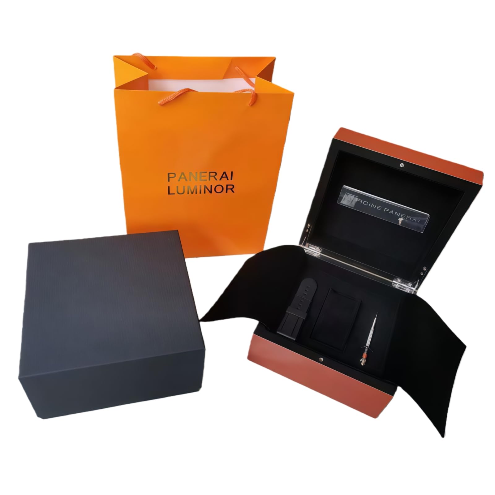 Grand Bois Montre Présentation Coffret Rouge Marron Finition Noir Intérieur Rangement Organisateur Accessoires Outil Inclus Boîte pour Panerai Luminor