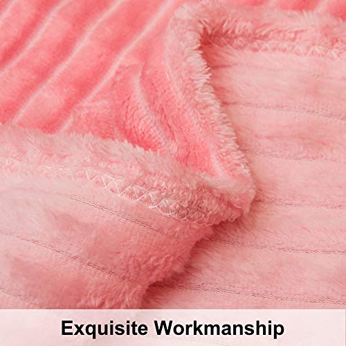 Ntbay 20200406MFRTBLANKET-PINK Flannel Fuzzy Toddler Blanket, Fluffy Warm And Lightweight Reversible Stripes Design Baby Plush Blanket thumb #2