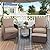 UDPATIO Balcony Furniture Outdoor Patio Chair with Ottoman for Small Space, 5 Piece Wicker Patio Furniture Set with Side Table, Khaki