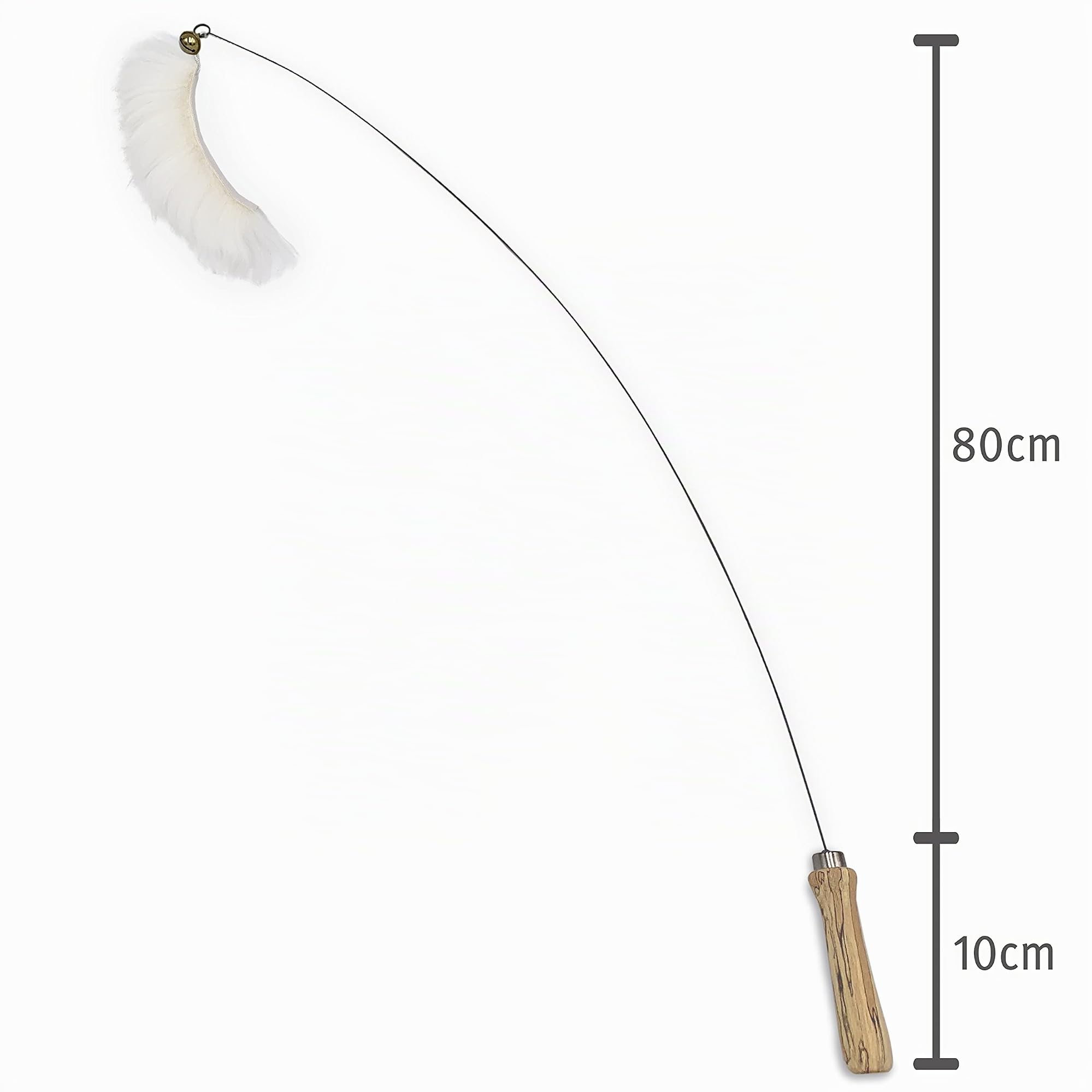Jouet de pêche pour chat - Fil long et solide avec 4 pendentifs interchangeables avec plumes - Cuir véritable - Fabriqué à la main en Allemagne - Jouet naturel pour chat