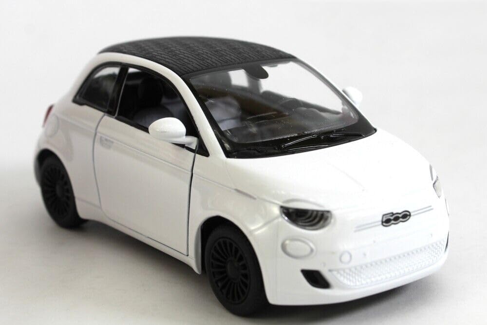 Easy Toys Model Car Compatible with Fiat 500e. Scale Toy Car with Opening Doors. Car modeling. (500 white)