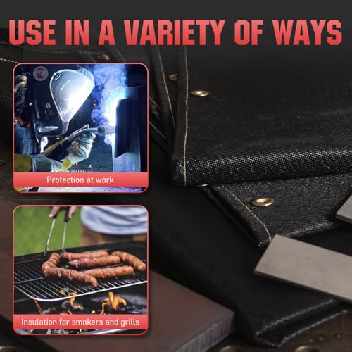 Image of YESWELDER Heavy Duty Silicone Coating Fiberglass Welding Blanket, 2 Pack 4 x 6ft Fireproof Insulation Blanket, 1 /3 inch(8mm) Thickened Weld Cover with Grommets, Thermal Resistant Welding Curtain Mat Grill