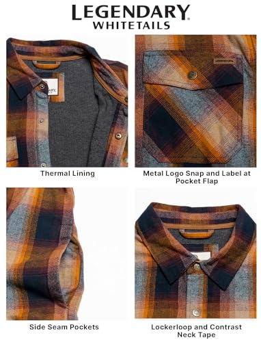Image of Legendary Whitetails Mens Thermal Lined Shirt Jacket Plaid Flannel Polyfill Insulated Shacket
