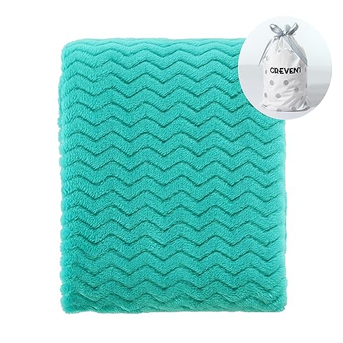 CREVENT 30''X40'' Soft Cozy Warm Baby Blankets for Boys Girls Solid Color - All Season Use - Newborn Essentials (Wave Teal Blue)
