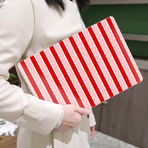 Image of MEEgoodo for M5 /M4 /M3 /M2 MacBook Air 15 inch Case 2026 2025 2024 2023, Case Fit Model (A3448 /A3241 /A3114 /A2941) for MacBook Air 15.3 inch, Red&White Stripe