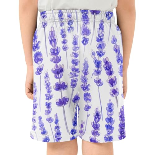 Lavender Athletic Shorts with Zipper Pockets, Youth Boys Athletic Running Shorts for Summer3
