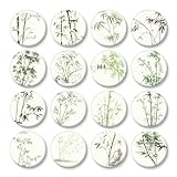 Tynogard 16 Pcs Bamboo Fridge Magnets Pattern Refrigerator Magnets Strong Magnetic Cute Funny Small Decorative Designs for Office, Kitchen, Home, School, Locker, Cabinet, Whiteboard & Gift