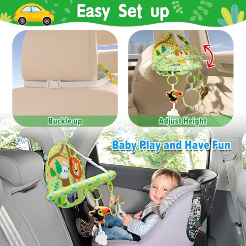 Dr.Rapeti Spielzeug für den Autositz und Autofahrt Baby mit Activity Spielzeug und Spiegel, leichtere Fahrt für Neugeborene