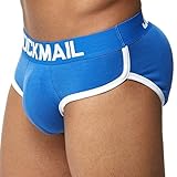 JOCKMAIL Mens Padded Boxer Brief Underwear with Hip Pad Enhancing Buttcocks Boxer Shorts (M, 345-Blue)