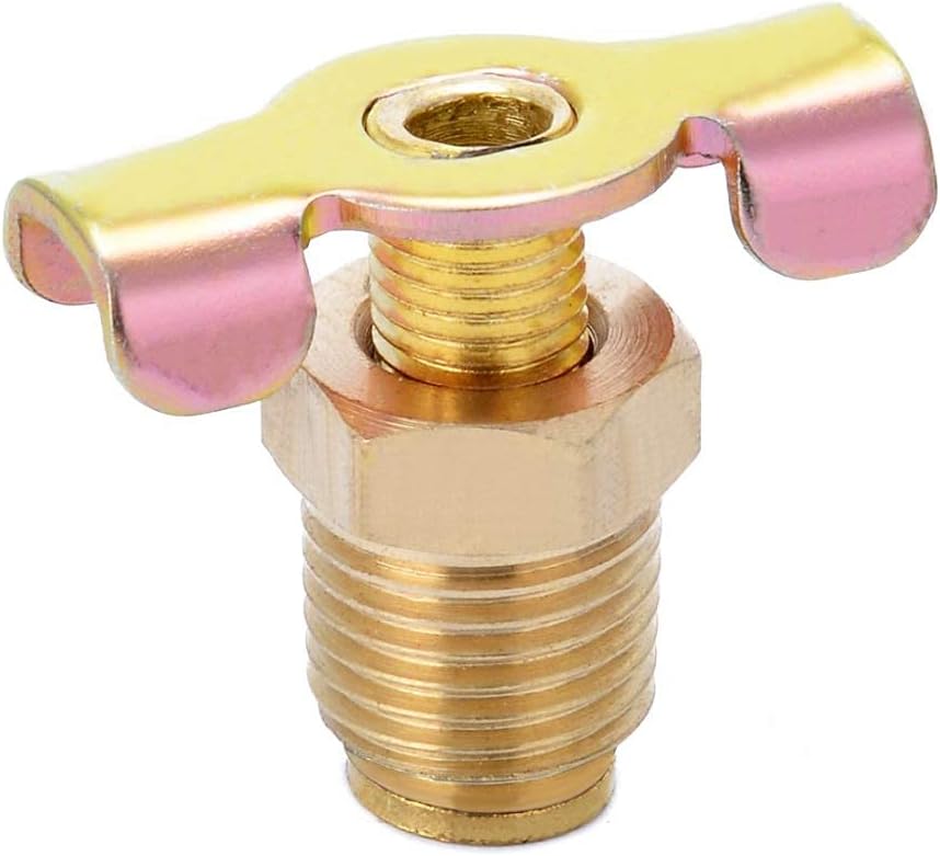 Joywayus Brass Wing Style Drain Cock 1/4" NPT Male External Drain Switch Air Hose Fitting With Handle (Pack of 2)