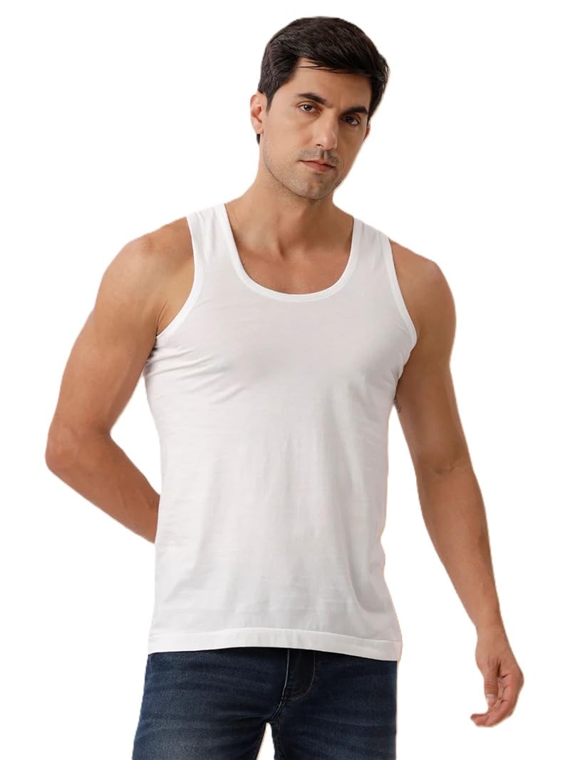 Viking® Men's Cotton Regular Fit Commander Vest (Pack of 5) # White Sleeveless Vest #-picture-25