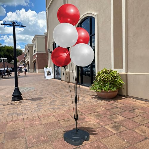 Image of Reusable Outdoor Balloon Clusters - Helium Free, All-Weather, Durable, Plastic Balloons for Advertising, Real Estate, Grand Openings & Events (Red and White)