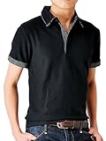 (アローナ) ARONA ドット使い ダブル衿 カノコ 半袖 ポロシャツ C/M1.5/ ブラック XL