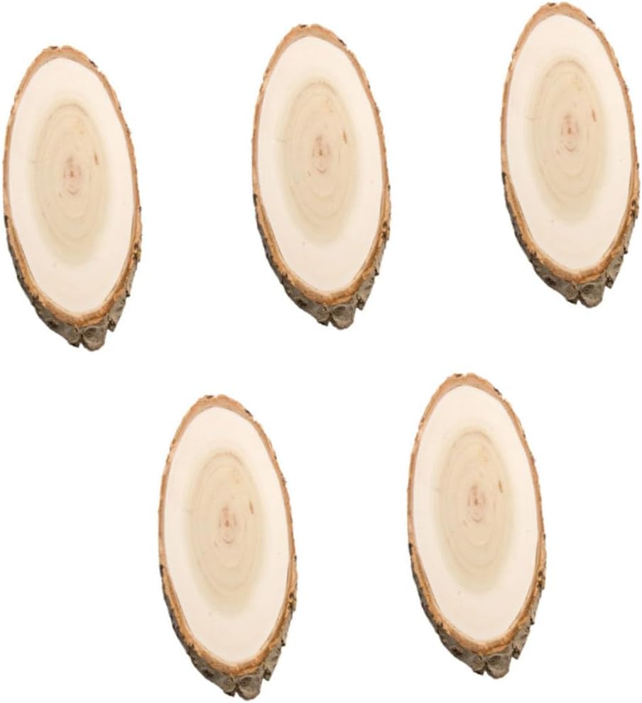 Wooden Hanging Board Oval Pine 5 Pcs for Painting and Drawing