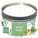 MAGNIFICENT101 Pure White Sage Smudge Candle for House Energy Cleansing, Banishes Negative Energy I Purification and Chakra Healing - Natural Soy Wax Tin Candle (Pure White Sage, 6 oz)