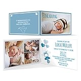 Taufe Einladungskarten (10 Stück) - Schnuller in Blau - Taufeinladung Taufkarten