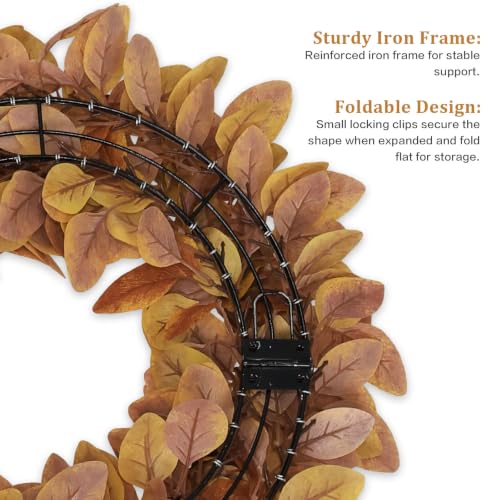 LAIMENNI 20 Inch Fall Wreaths for Front Door, Autumn Leaves Outdoor Wreaths - image 4