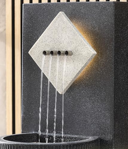 Dehner Gartenbrunnen Triton, Terassenbrunnen frostbeständig, Brunnen für Außen, mit LED Beleuchtung, ca. 96.5 x 36.5 x 33.5 cm, Polyethylen, schwarz