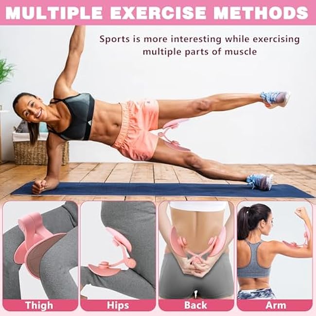 Inner Thigh Exerciser for Women, Thigh Trainer Hip Trainer Kegel Exercise Workout Equipment, Pelvic Floor Muscle Trainer with Resistance Band, Hip and Pelvis Trainer Device for Home Gym (Pink)