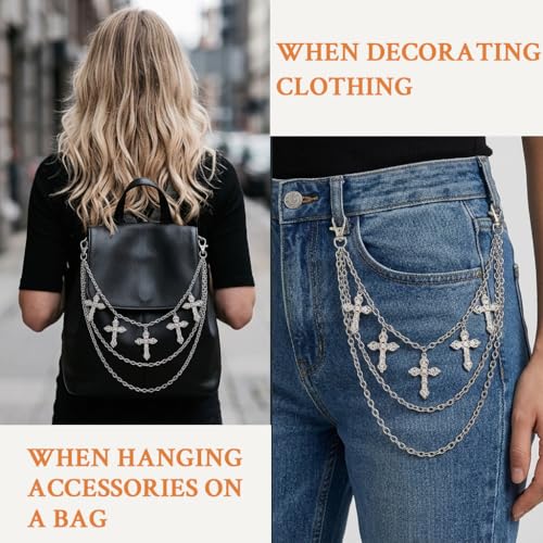Image of GUSTAVE Layered Pants Chain for Men Punk Gothic Silver Jean Belt Trousers Chains Harajuku Street Wallet Pocket Keychains Waist Pocket Cool Hip Hop Rock Biker Goth Body Accessories