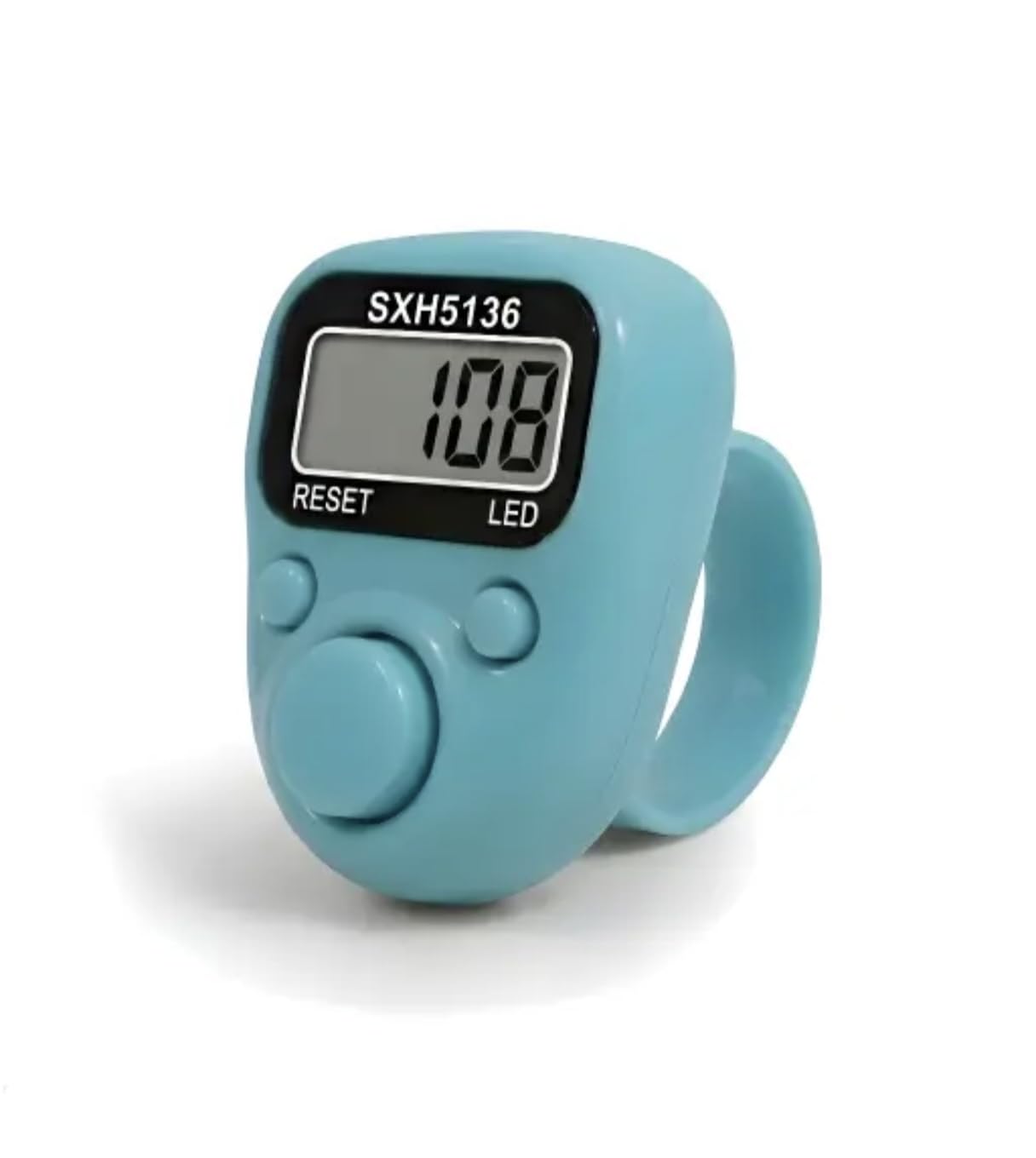 digital finger tally counter, blue, lcd display with led, ring-style, sxh5136, for prayer, sports and inventory