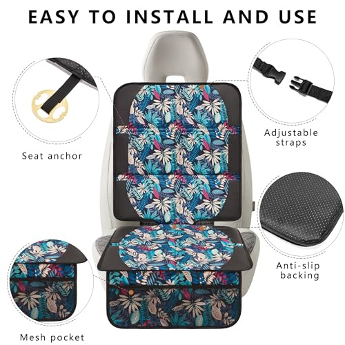 Image of Car Seat Protector for Child Car Seat, 2 Pack Baby Car Seat Covers with Mesh Pockets & Non-Slip Backing 600D Durable Seat Protector Under Baby Car Seat for Car Back Seat (Colorful Leaves, Large)