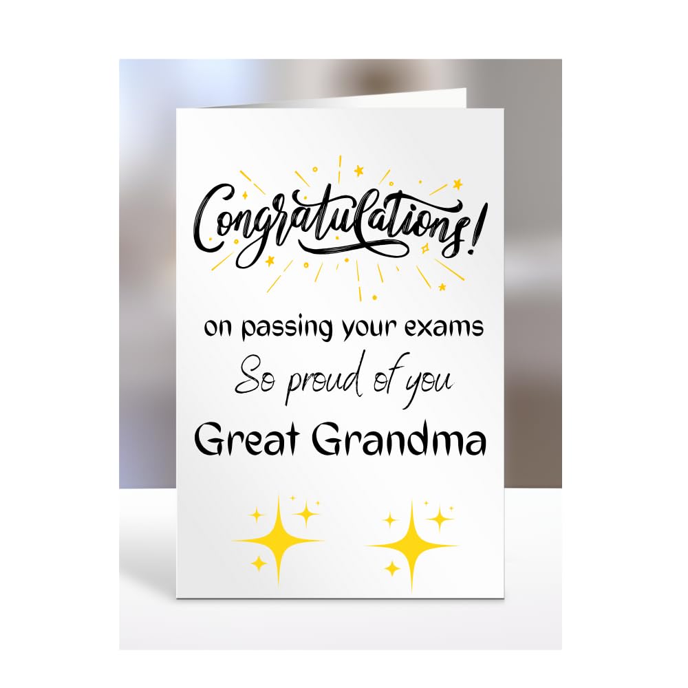 Exam Congratulations Card for Great Grandma, greetings card, men, women, female, male, him, her, presents for christmas, on passing your exams, A5-96_109