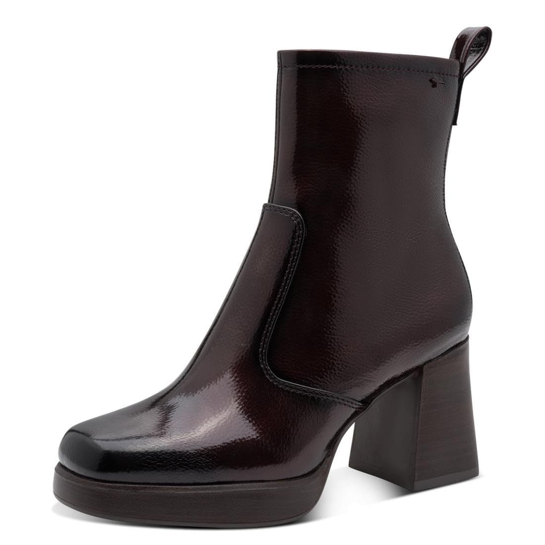Tamaris Women's Boot Heel 1-25361-43 Ankle Boots, Merlot Patent, 38 EU, Merlot Patent, 5 UK